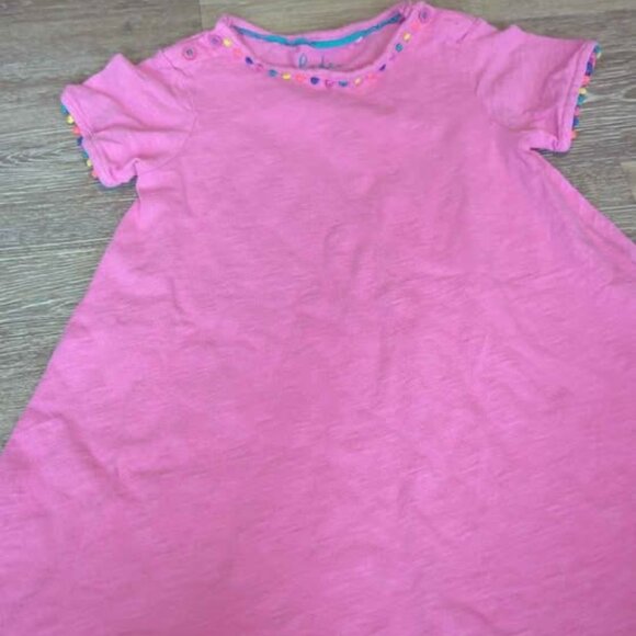 BODEN Charlie Pom Jersey Dress Strawberry Ice Pink 4/5 years girls - Picture 1 of 4